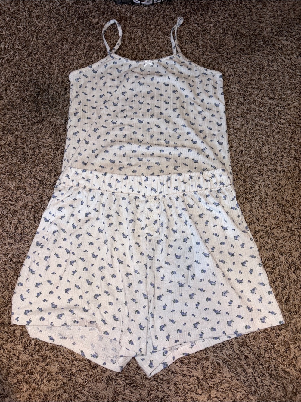 White Floral Two-Piece Cami and Shorts PJ Set